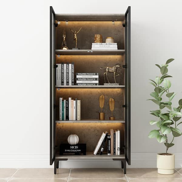 Reviews for FUFU&GAGA 72.4 in. Tall Grey Wood 5-Shelf Accent