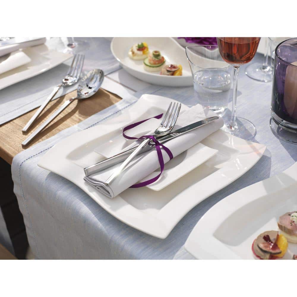 New Wave 64-Piece Stainless Steel Flatware Set with Curved Handles