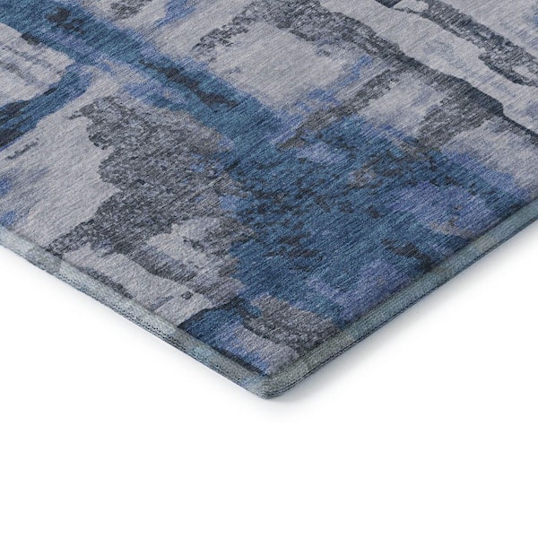Mayfield Premium Machine Washable Abstract AMF2015 Blue 9 ft. x 12 ft. Area Rug