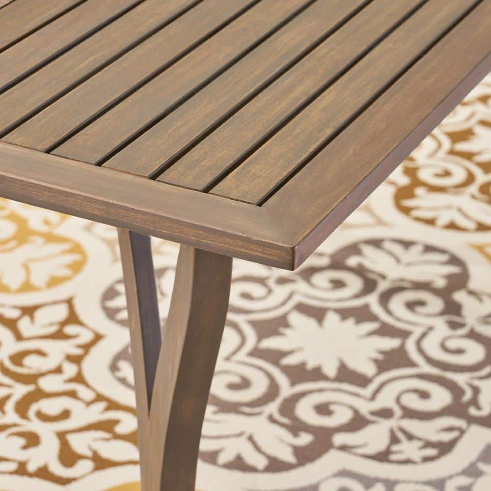 Hermosa Farmhouse Gray Acacia Wood Rectangular Dining Table