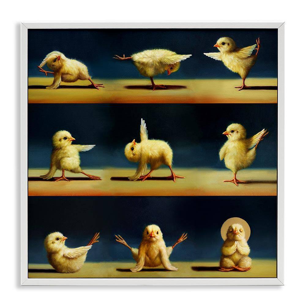 Yoga Chicks Stretching Meditation by Lucia Heffernan White Framed Giclee Art Print Animal 17 in. x 17 in. price history on PriceWatchPro
