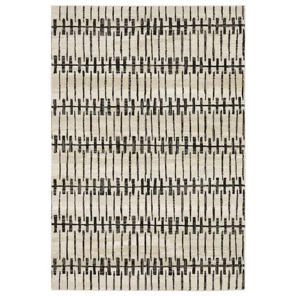 AVERLEY HOME Rayder Ivory/Black 7 ft. x 10 ft. Abstract Geometric Lines Polypropylene/Polyester Indoor Area Rug