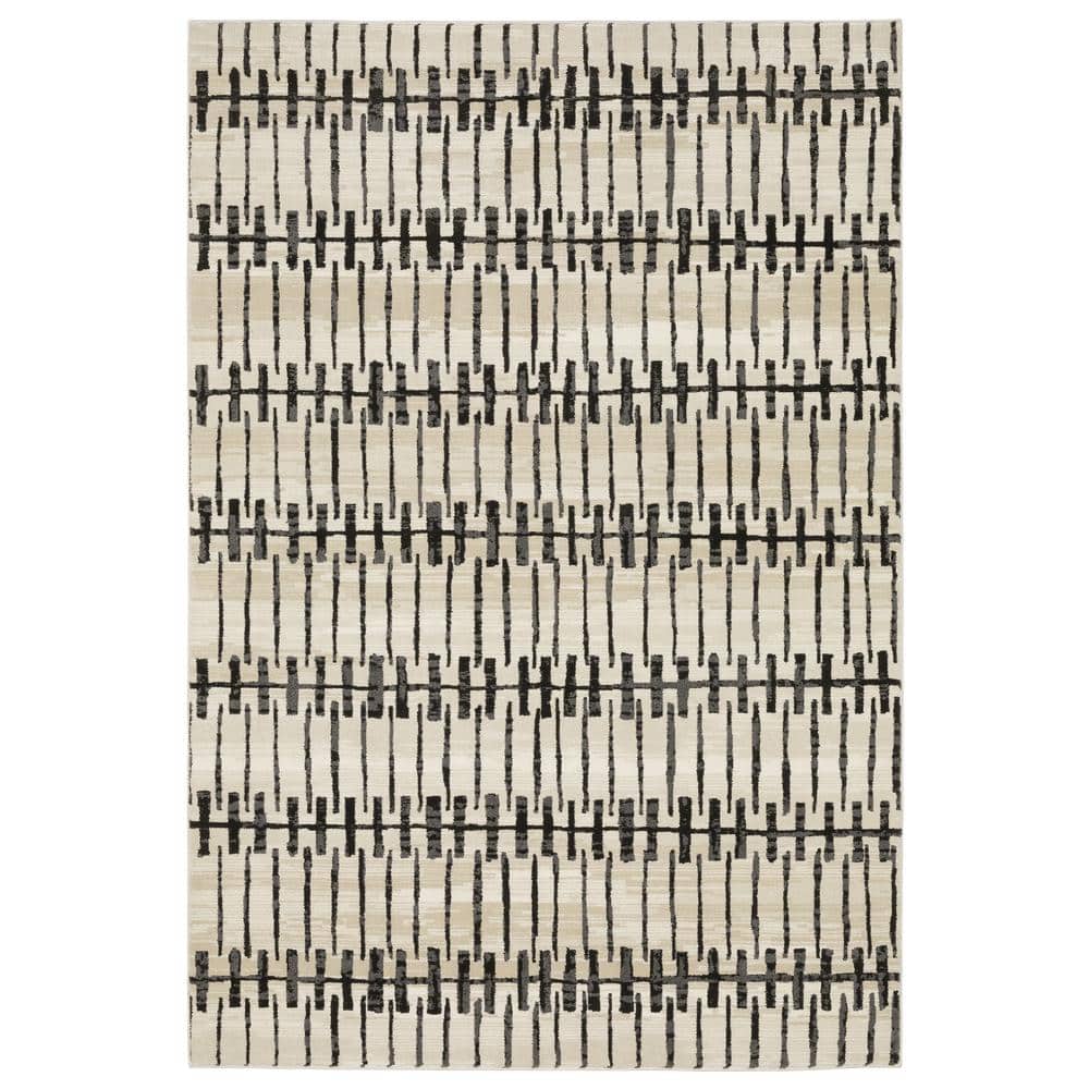 Rayder Ivory/Black 8 ft. x 11 ft. Abstract Geometric Lines Polypropylene/Polyester Indoor Area Rug price history on PriceWatchPro