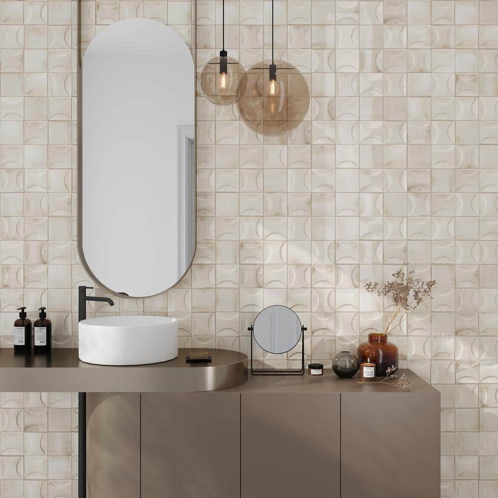 Antiek 3.94'' White Glossy Ceramic Square Tile