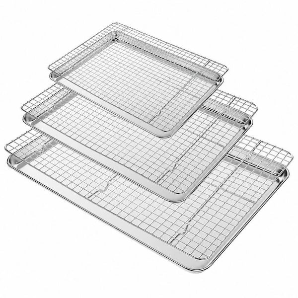 15.9 in. Heavy Duty Baking Sheets and Cooling Racks, Dishwasher Safe Bakeware for Oven Baking, Roasting and Grilling