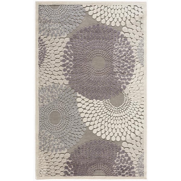 Nourison Graphic Illusions Grey 4 ft. x 6 ft. Geometric Modern Area Rug