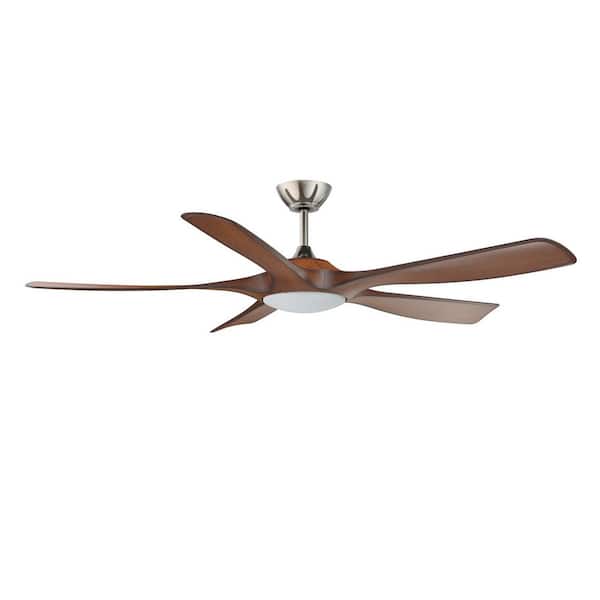 Kendal Lighting MISTRAL 56 in. Integrated LED Indoor Nickel Ceiling Fan with White Polycarbonate (PC) Plastic Shade
