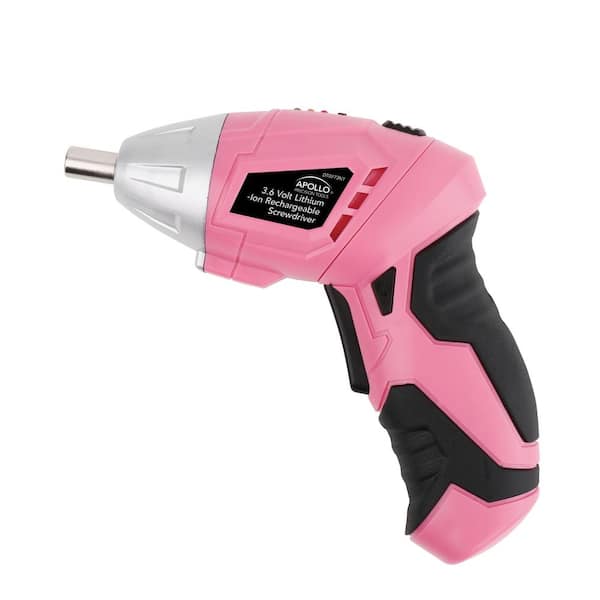 135 Piece Household Tool Kit Pink with Pivoting Dual-Angle 3.6 V  Lithium-Ion Cordless Screwdriver - DT0773N1