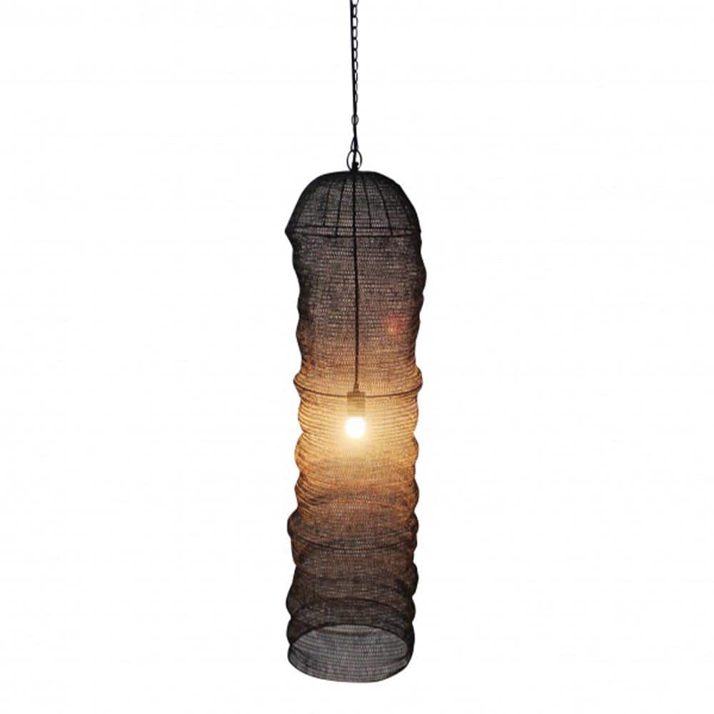 Branson 60-Watt 1 Gold Cone Mini Pendant Light with Woven Metal Shade and I