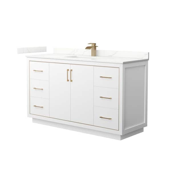 Wyndham Collection Icon 60 in. W x 22 in. D x 35 in. H Single Bath Vanity in White with Giotto qt Top
