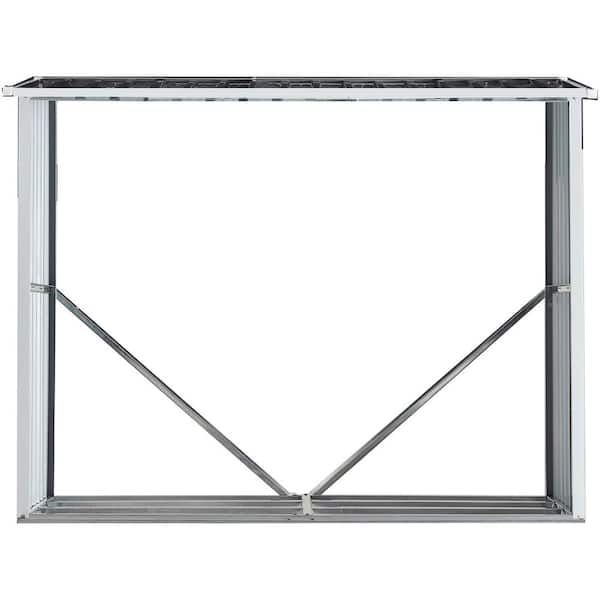 Unbranded - 70.9 in. Heavy-Duty Galvanized Steel Outdoor Firewood Rack with Roof and Log