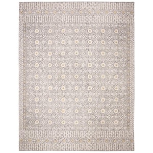 Micro-Loop Charcoal/Ivory 8 ft. x 10 ft. Distressed Border Area Rug