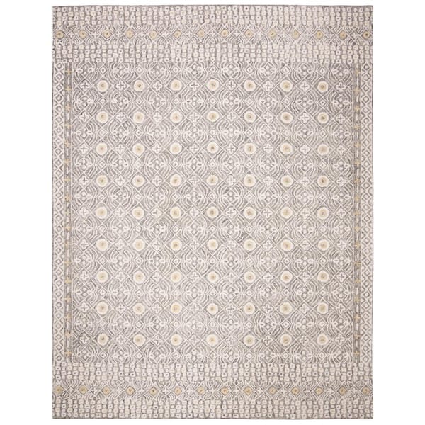 SAFAVIEH Micro-Loop Charcoal/Ivory 8 ft. x 10 ft. Distressed Border Area Rug