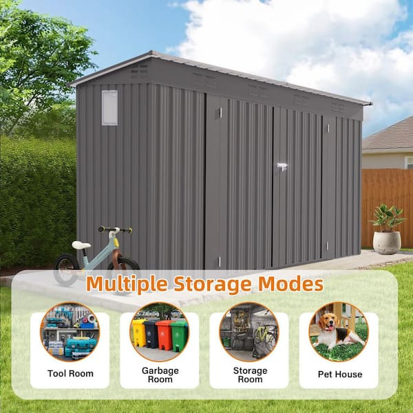 ToolCat 4 ft. W x 9 ft. D Metal Shed with Sloping Roof and 6 Vents
