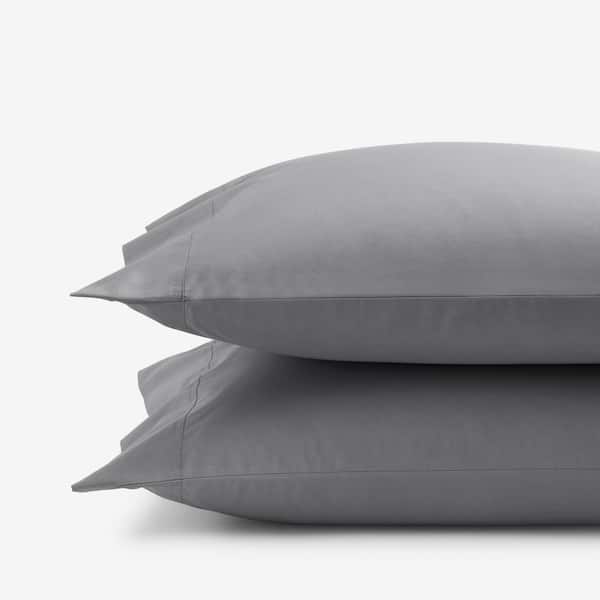 Legends Hotel Pewter Solid 400-Thread Count Supima Cotton Percale Standard Pillowcase (Set of 2)