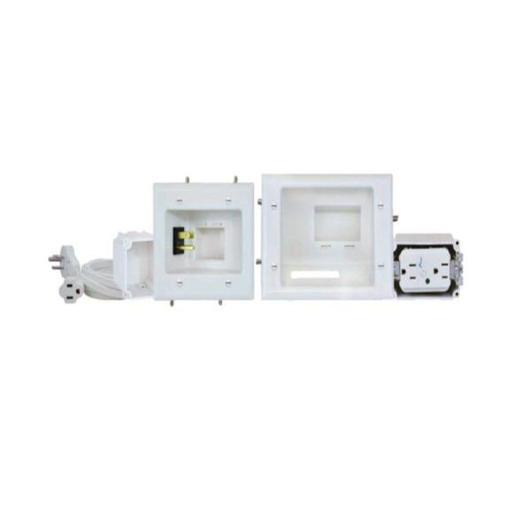 DataComm Recessed Pro-Power Kit with Duplex Surge Suppressor and Straight Blade Inlet