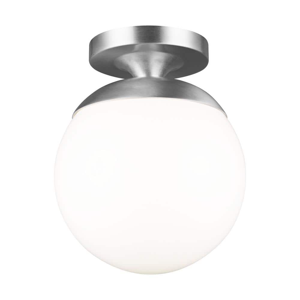 Generation Lighting Leo 1-Light Satin Aluminum Semi-Flush Generation Lighting Leo 1-Light Satin Aluminum Semi-Flush