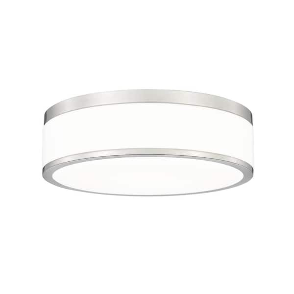 Unbranded Ballord 12 in. Brushed Nickel Flush Mount with Acrylic Shade and no bulbs