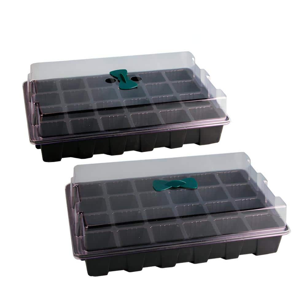 Wellco 24Cell Black Seed Starter Tray Kits, Plant Germination Trays