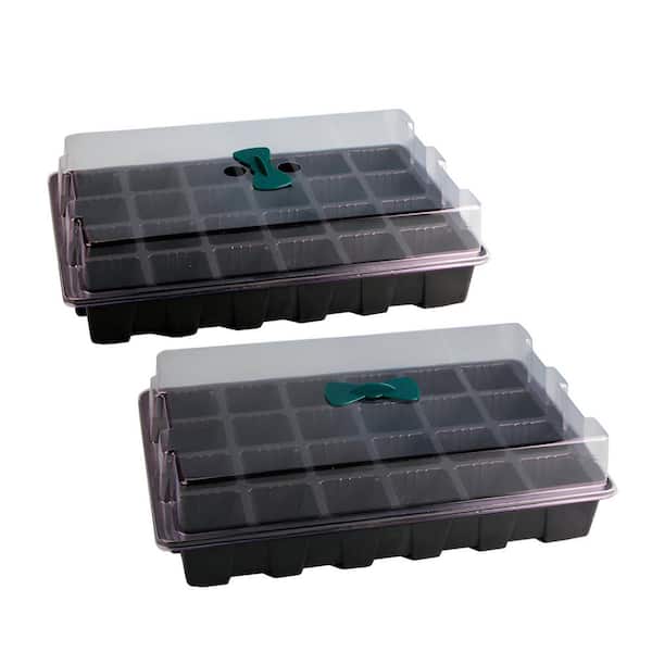 Wellco 24Cell Black Seed Starter Tray Kits, Plant Germination Trays