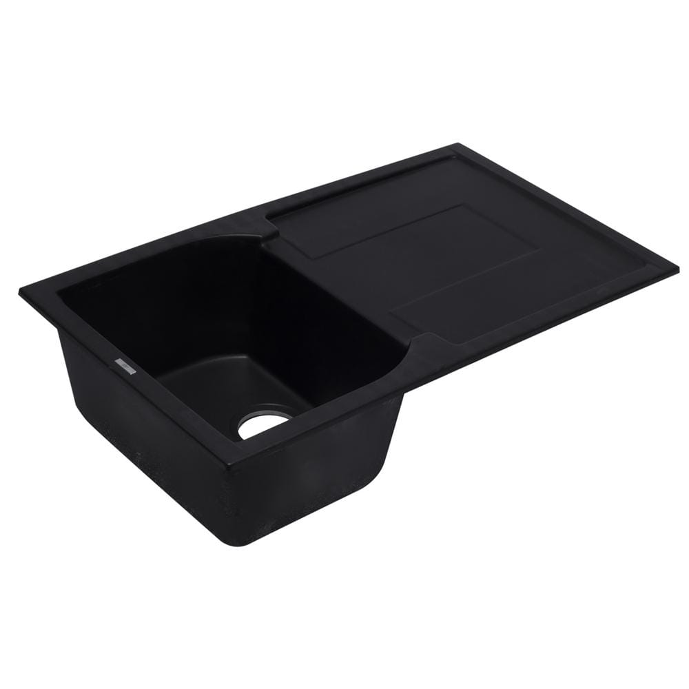 34'' Black Granite Single Bowl Kitchen Sink with Drainboard