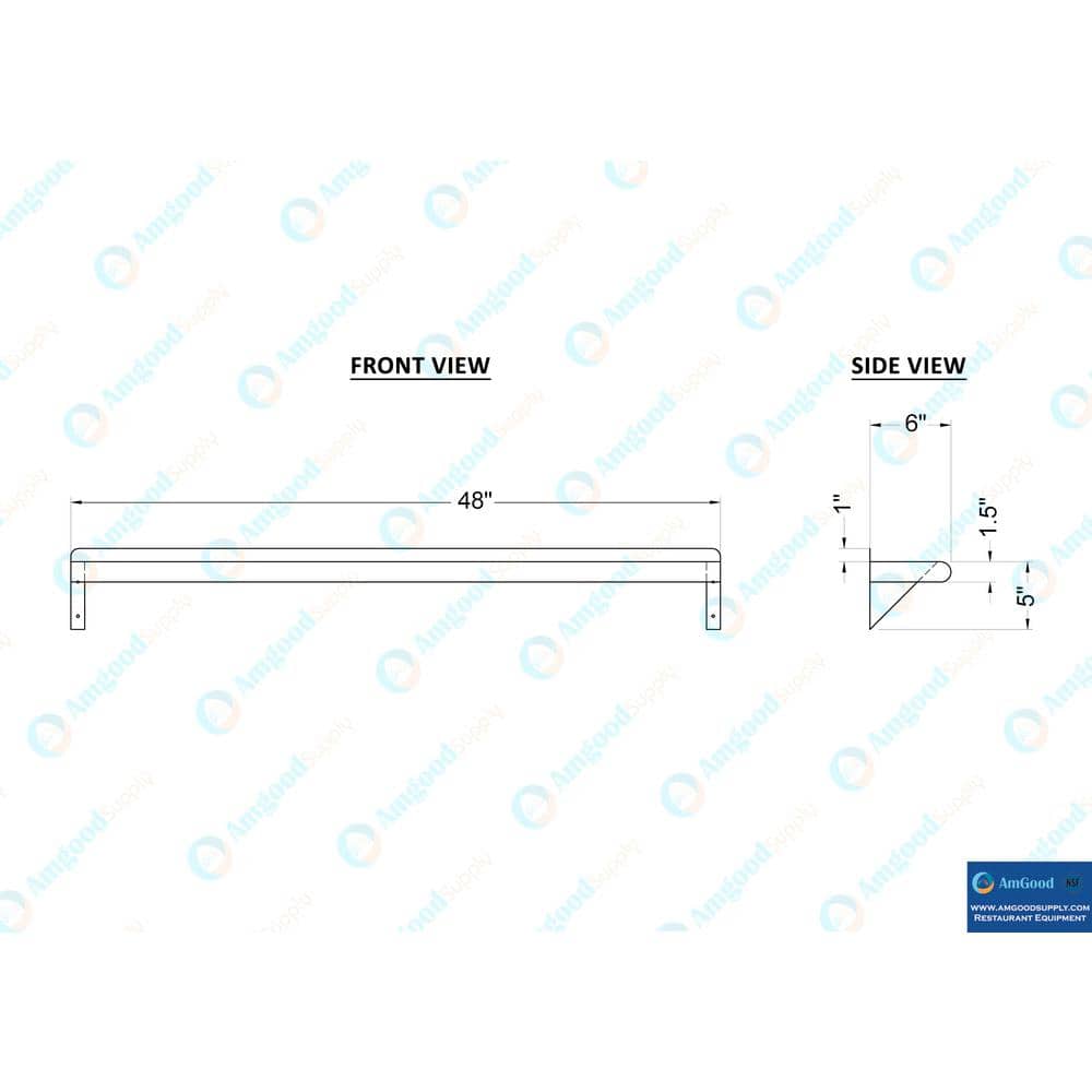 48" Stainless Steel Wall Shelf with Brackets for Kitchen and Utility Rooms