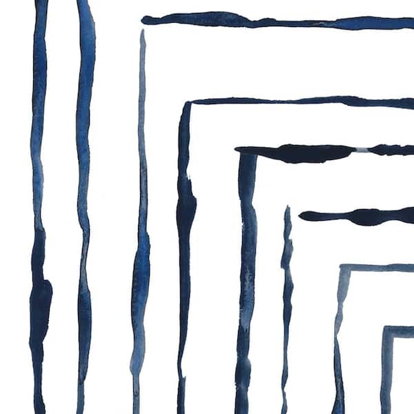 Unbranded Geometric Watercolor Indigo Lines Peel and Stick Vinyl Wallpaper