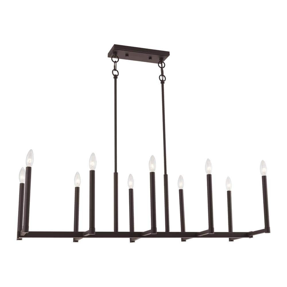 Alpine Bronze 10-Light Linear Steel Chandelier