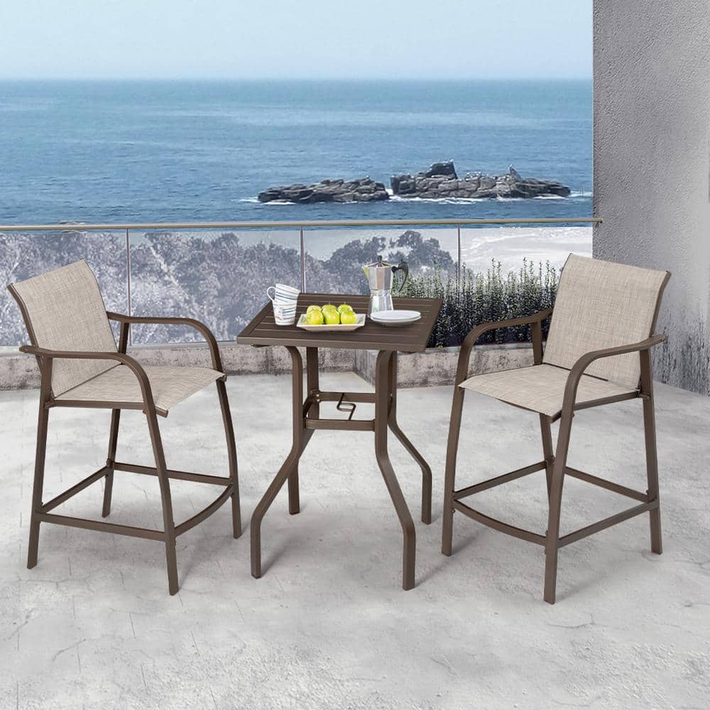 3-Piece Aluminum Square Outdoor Bistro Set in Beige price history on PriceWatchPro