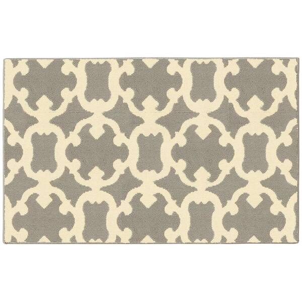 Laura Ashley Aubrey Light Grey/Ivory 27 in. x 45 in. Geometric Accent Rug LAYMA009508 The Home