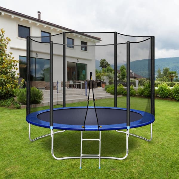 TIRAMISUBEST 10 ft. Outdoor Recreational Trampoline with Safe Enclosure  Net, Waterproof Jumping Mat and Simple Ladder W64XY330404 The Home Depot