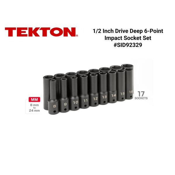 8 mm to 24 mm 1/2 in. Drive Deep 6-Point Impact Socket Set (17-Piece)