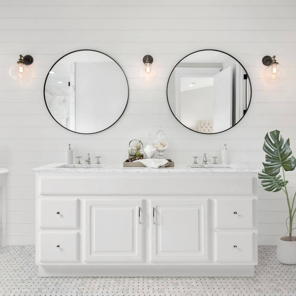 Concord 60 In. W Solid Wood Bath Vanity Cabinet in White, Fully Assembled