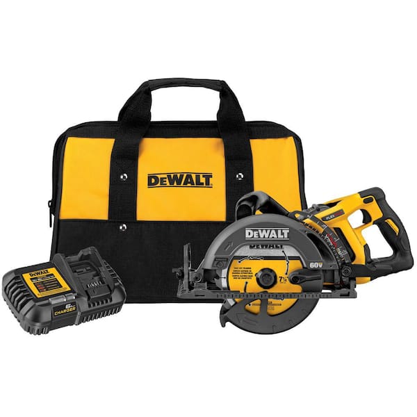 DEWALT FLEXVOLT 60V MAX Lithium-Ion Cordless Brushless 7-1/4 in. Wormdrive Style Circ Saw, 2.0Ah Battery, Charger, and Bag
