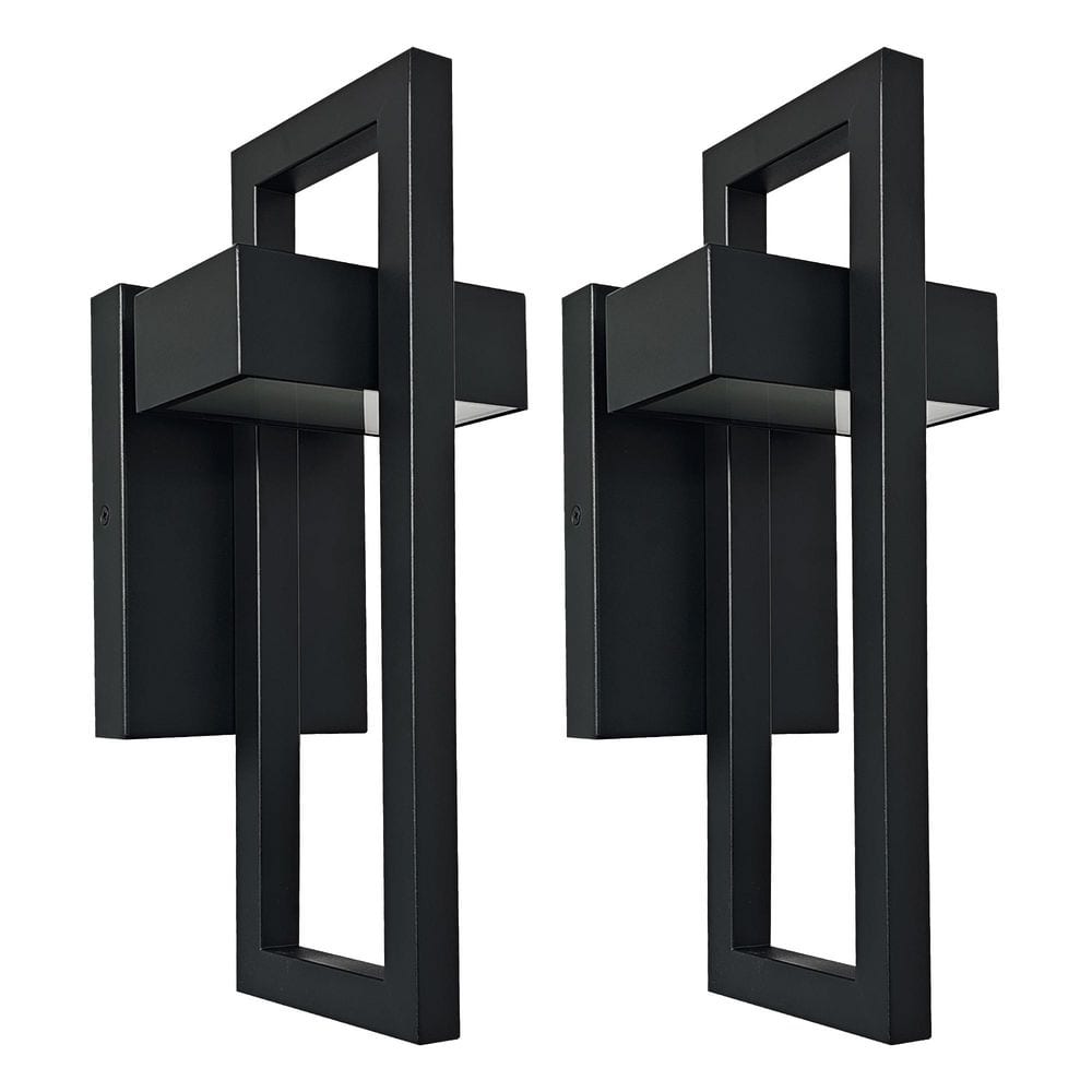 13.5 in. Modern Black Geometric Indoor/Outdoor Wall Sconce Hardwired with Integrated LED price history on PriceWatchPro