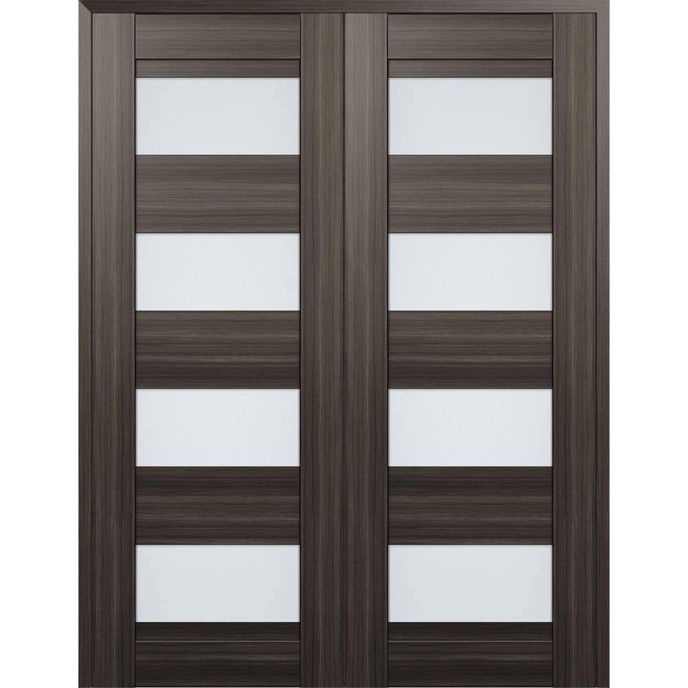 Della N 48 in. x 84 in. Both Hands Active 4-Lite Frosted Glass Gray Oak Wood Composite Double Prehung French Door price history on PriceWatchPro