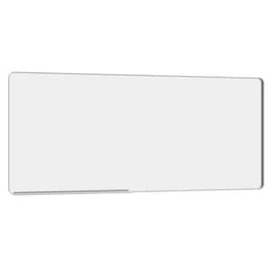 72 in. W x 32 in. H Oversized Rectangular Framed Wall Mounted Bathroom Vanity Mirror in Silver with Curved Corner