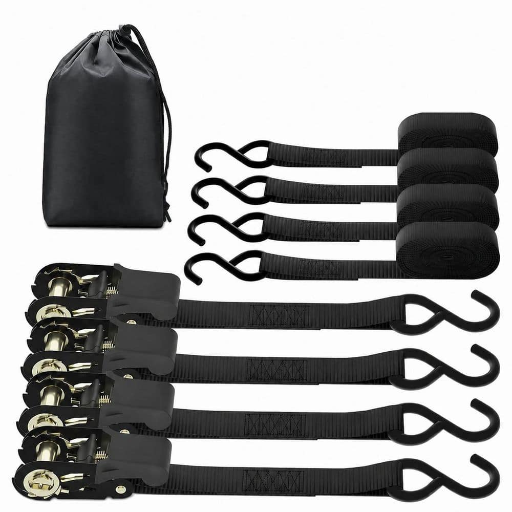1 in. x 15 ft. Ratchet Tie Down Straps S Hook Fastener Heavy Duty Cargo Straps for Moving Truck Motorcycle 4-Pack price history on PriceWatchPro