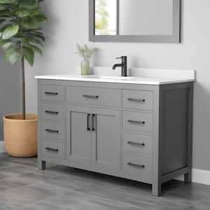 Beckett 54 in. W x 22 in. D x 35 in. H Single Sink Bathroom Vanity in Dark Gray with White Cultured Marble Top