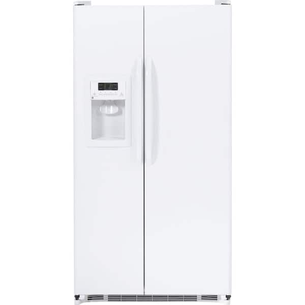 GE 33.5 in. W 21.9 cu. ft. Side by Side Refrigerator in White