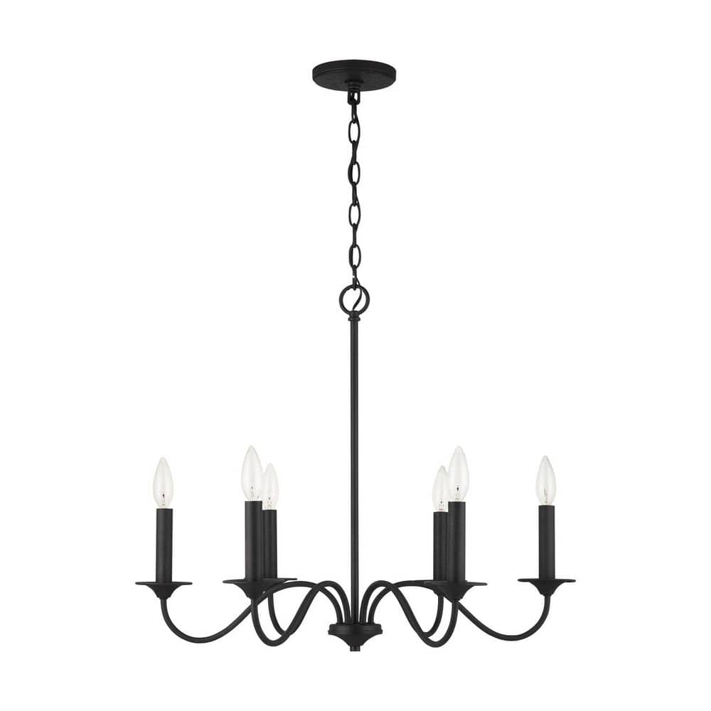 26 in. W x 22 in. H 6-Light Chandelier in Black Iron price history on PriceWatchPro