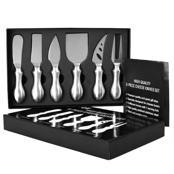6-Piece Stainless Steel Cheese Knife Set for Charcuterie Boards, Premium Serving Utensils, Perfect Gift Ready