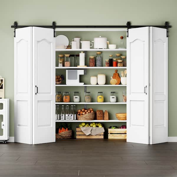 EH PUERTA 112 in. x 84 in. 2 Panel Bifold Closet Barn Door Save Space ...