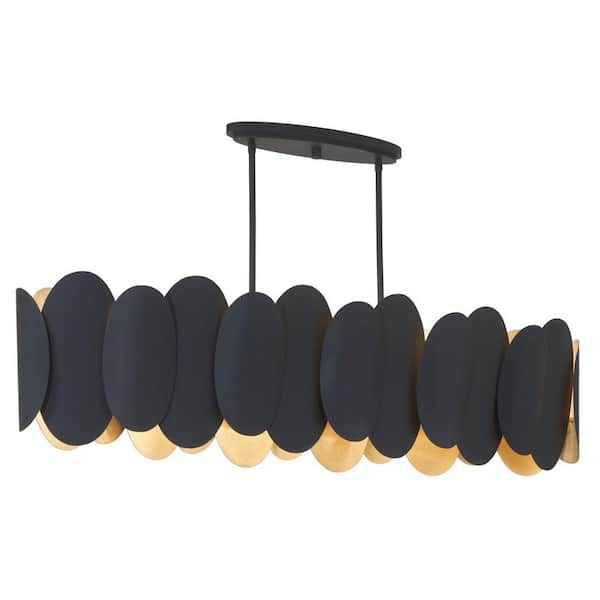 Vailen 10-Light 2-Tone Indoor Island Chandelier for Dining Room with Steel Shades No Bulbs Included