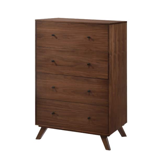 Benjara 18 in. Brown 4-Drawer Wooden Chest of Drawers