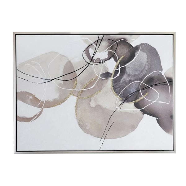Benjara Watercolor Framed Landscape Abstract Oil Painting Art Print 35.4 in. x 47.2 in.
