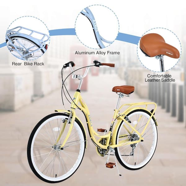 Cesicia 26 in. Aluminum Bike with 7-Speed in Yellow for Ladys