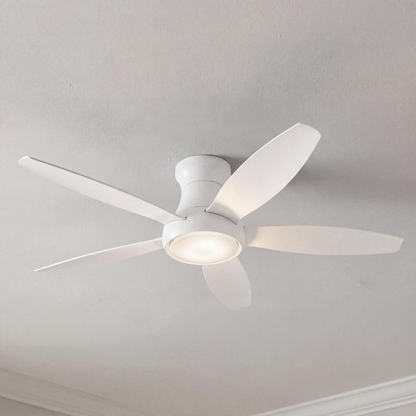 Tamsin 52 in. Matte White Flush Mount Standard Ceiling Fan with White Adjustable LED light, DC Motor, and Remote Control