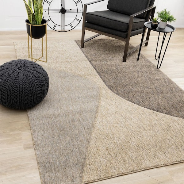 Cora Collections 8 ft. x 11 ft. Beige Geometric, Tonal/Solid Indoor Area Rug