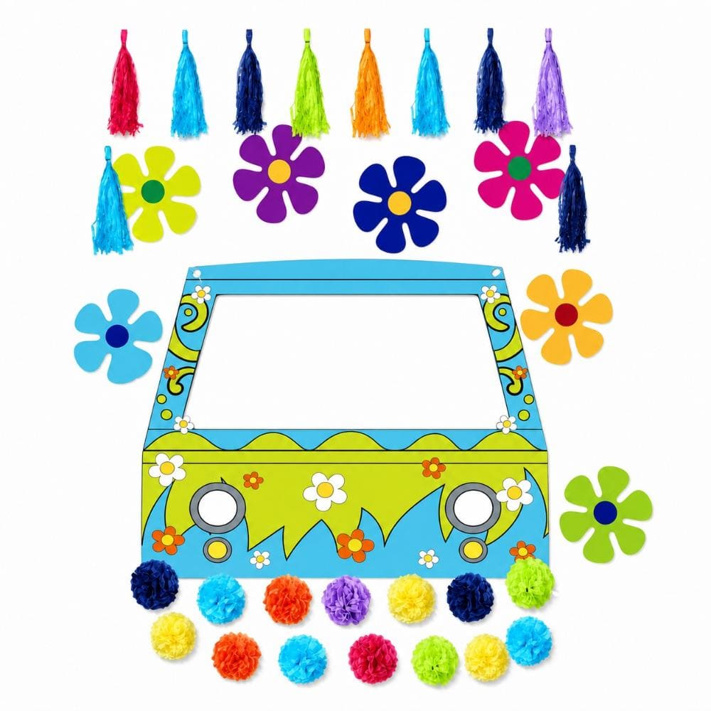 Hippie Halloween Trunk or Treat Car Decorations Kit with Bus Banner, Flower Cutouts and Tassels for Party Photos price history on PriceWatchPro